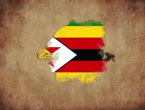 Zimbabwe map with the flag animation paper video 4K