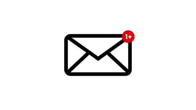 Email Notification Icon Animated Sequence On White Background