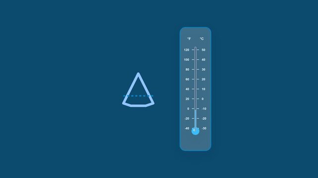 Animated Thermometer Showing Rising Temperature Levels on Blue Background.