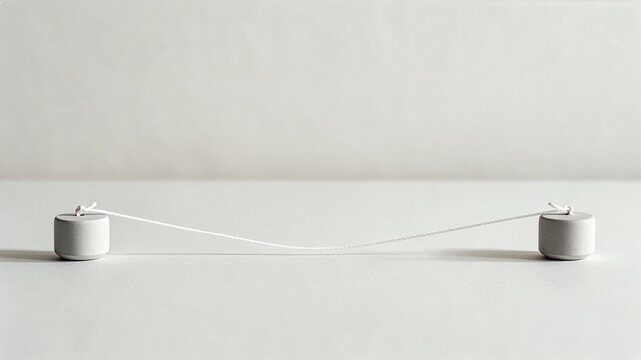 Two Stone Weights Connected by a Loose White String Concept