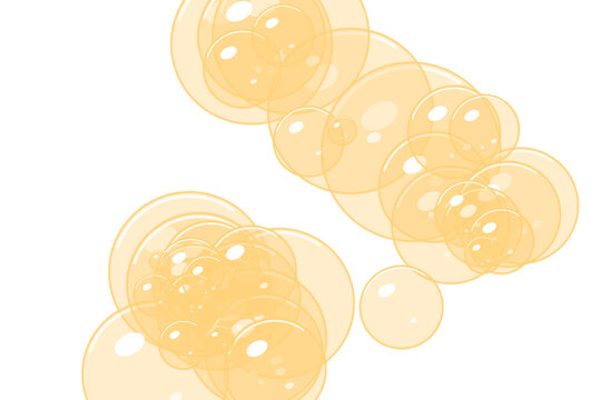 Abstract golden yellow soap bubble floating background with floating, abstract