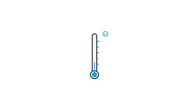 Animated Thermometer Icon Showing Rising Temperature Levels.