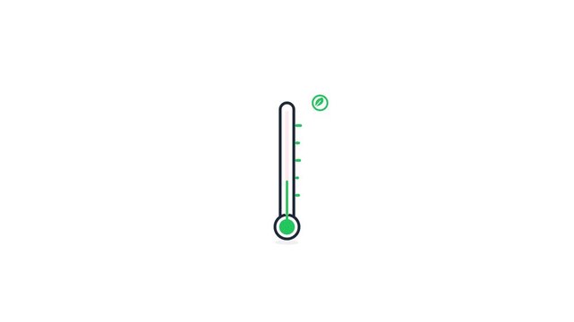 Animated Thermometer Icon Showing Temperature Rising and Success Checkmark.