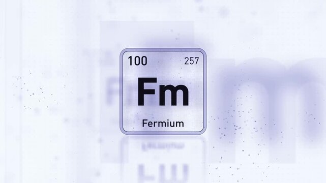Periodic Table Element Fermium Fm Animation. Modern and Minimal Design.
