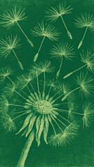 Obraz premium Dandelion seeds blowing mobile wallpaper