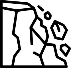 Rockslide Icon - Falling Stones from Cliff Face, Danger Symbol © Batok