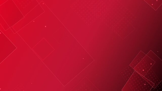Abstract crimson motion graphics background featuring floating geometric squares and subtle dot patterns for modern backdrop.
