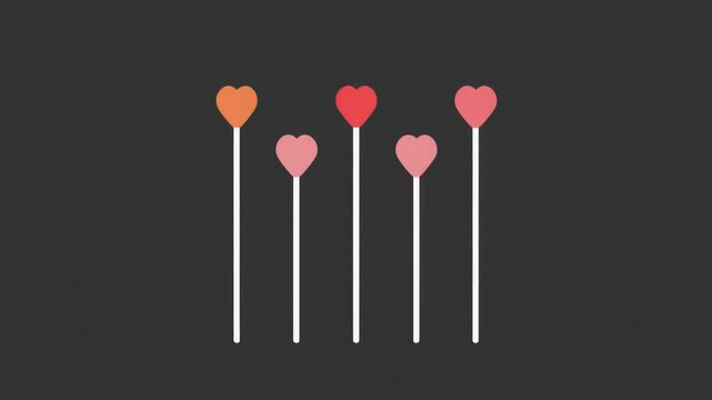 Dynamic animated bar chart with heart icons, gradually filling and growing, representing love, affection, and positive emotional growth