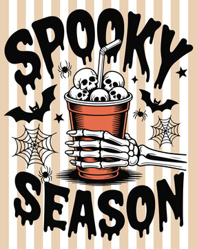  Spooky Season Skeleton Hand Halloween Drink Clipart
