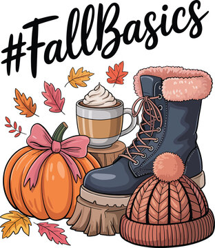  Boots Pumpkin Coffee Autumn Clipart
