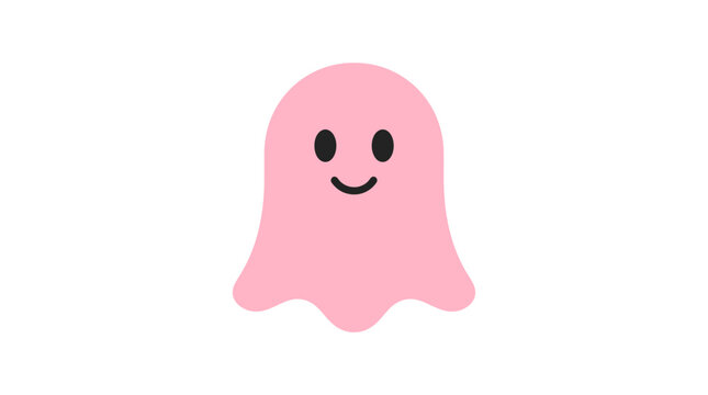 Friendly pink ghost icon features a simple, smooth texture with a soft, inviting color palette, making it ideal for whimsical designs and lighthearted digital content.