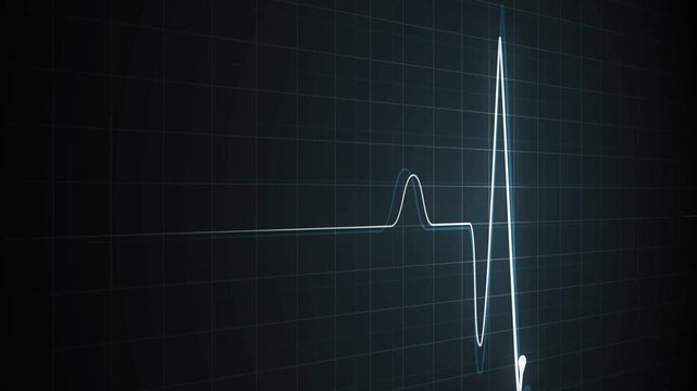 Abstract heart rate line on a dark grid background, Ecg line medical monitor style pulse and waveform animation