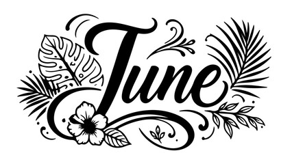 Obraz premium Elegant Monochrome June Script Vector