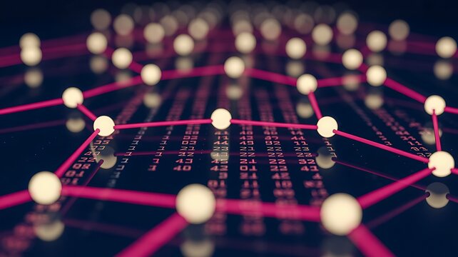 Abstract digital network connection with glowing data nodes technology background