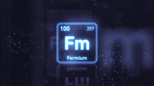 Periodic Table Element Fermium Fm Animation. Modern and Minimal Design.