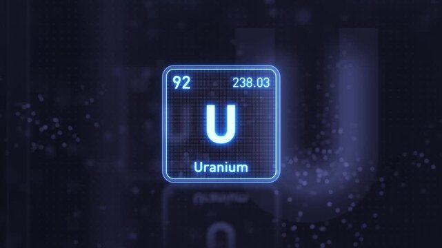 Periodic Table Element Uranium U Animation. Modern and Minimal Design.