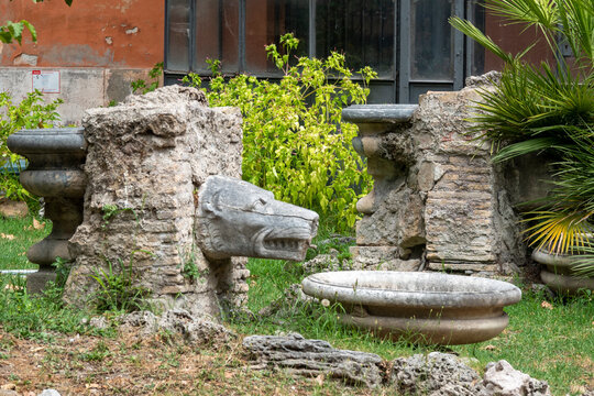 Roman Wolf Head Fountain Fragment Villa Aldobrandini Rome