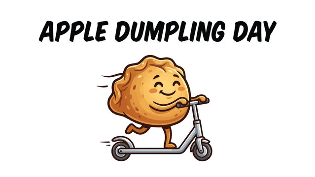Apple Dumpling Cartoon Character Riding a Scooter for Holiday Events