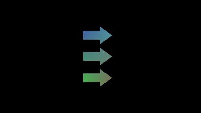 Three blue and green gradient arrows pointing upwards arrow direction sign