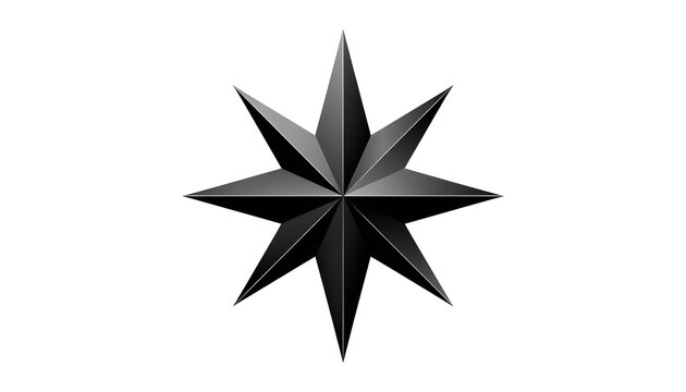 Black eight-pointed star isolated on white background. Useful for design elements and logos.