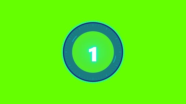 Digital countdown timer number 4 on green screen background