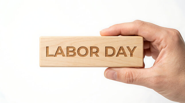 Happy labor day text design in black letters isolated on transparent background