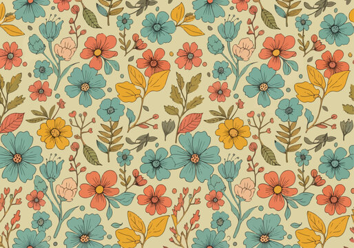 Tiny flower pattern background vector intricate micro print