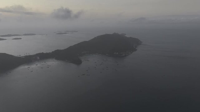 Aerial view of Nam Du Island, Kien Hai, An Giang, Vietnam. Scenic tropical landscape featuring turquoise sea, pristine beaches, coastal rock formations, and lush green islands.