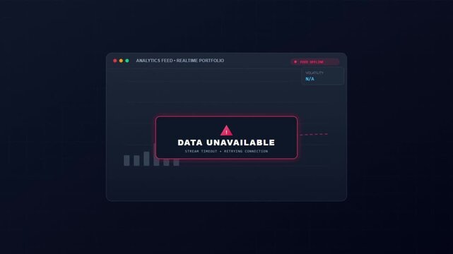 Futuristic Digital Interface with Data Unavailable Error Message in Dark Mode