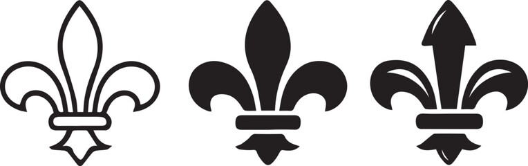 Set of three black fleur de lis icons Vector, illustration © MostTanzila