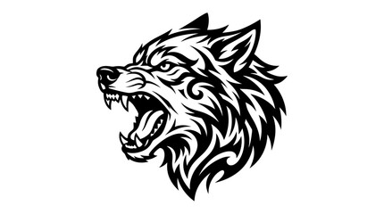 Fototapeta premium Fierce Wolf Head Tribal Tattoo Style Vector Art