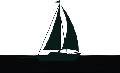 Sailboat Silhouette Against White Background Nautical Vector Illustration © MominulHaque