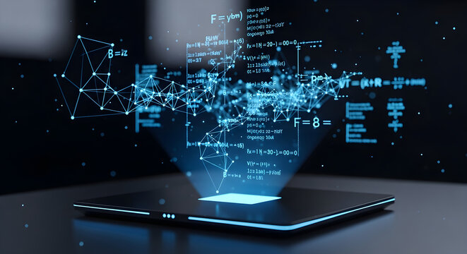 Smartphone with Futuristic Data Visualization Holographic Interface.