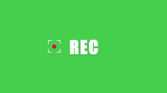 Recording camera viewfinder graphic overlay green screen a classic professional interface icon with a red circle and text indicating an active capture session for film