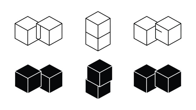 Isometric cubes connected in different styles