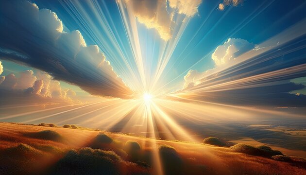 Sun Beams Or Light Rays Breaking Through The Clouds Beautiful S