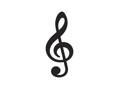 Black treble clef icon on a white background musical symbol for music notation.