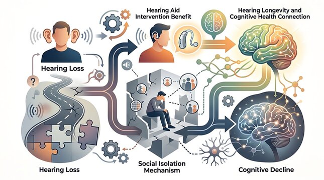 Infographic showing the link between hearing loss and cognitive health