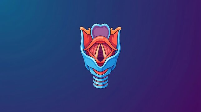 Human larynx anatomy and vocal cords stylized illustration