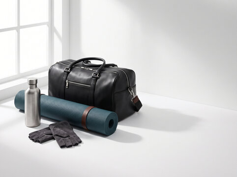Fitness and travel gear with duffel bag and yoga mat