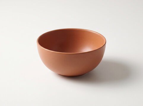 Brown ceramic bowl isolated