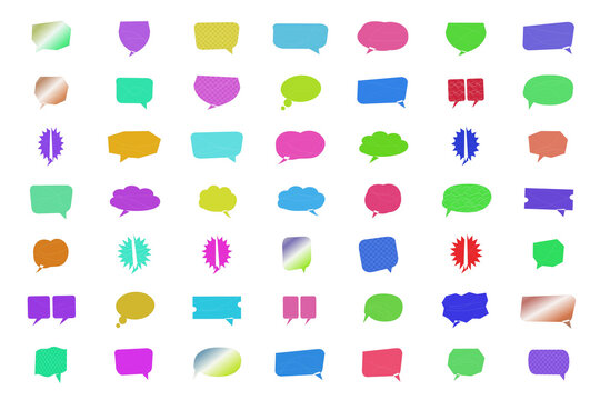 Colorful set of flat icons with different shapes and objects isolated on transparent background