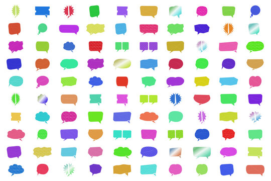 Colorful set of flat icons with geometric shapes and objects isolated on transparent background
