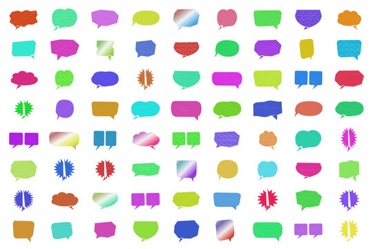 Colorful set of geometric abstract icons and shapes isolated on transparent background