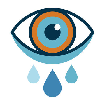 Crying eye with tears falling down face symbol