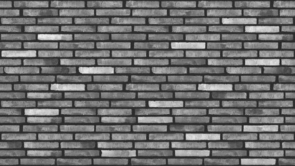 Fototapeta premium High-quality monochrome brick wall texture featuring a seamless pattern of grey and black masonry bricks arranged in a classic staggered layout.