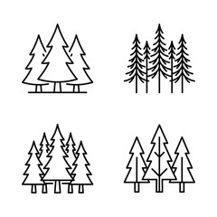 Obraz premium A collection of various pine tree illustrations showcasing different styles and arrangements