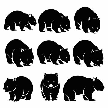 Creative wombat silhouettes collection for nature inspired artwork