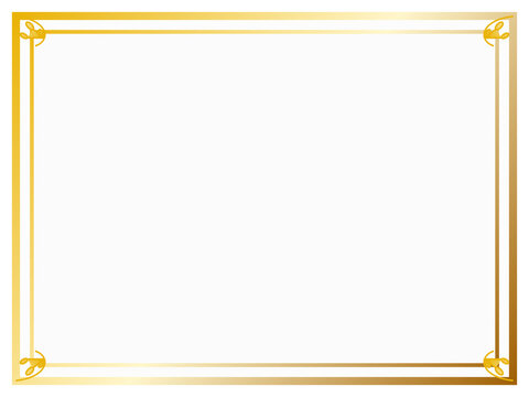 Golden PNG Frame Elegant thin gold rectangle frame for decorative borders isolated on transparent background