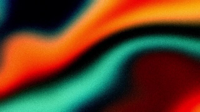 Vibrant VHS style colorful psychedelic grainy gradient color flow wave on black, music cover dance party poster design. Retro Colors. Flowing motion fluid animation. Grainy noise. Abstract neon shapes